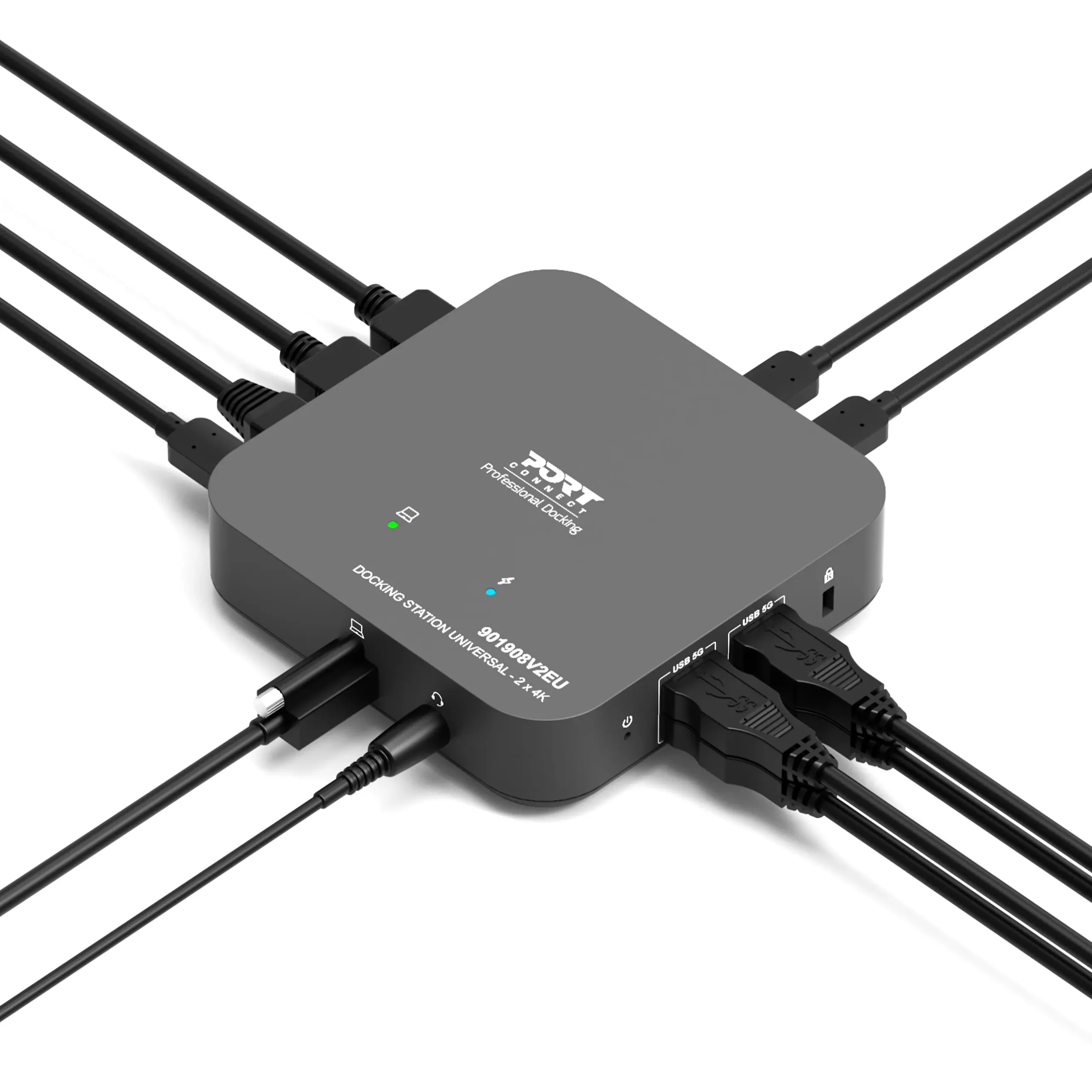 901908W - PORT - DOCKING STATION UNIVERSAL - 2 x 4K - VISUEL 3 3-4 VIEW + CABLES